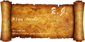 Riss Jenő névjegykártya
